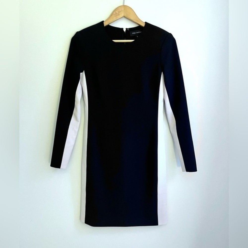 Elegant Black and White Long Sleeve Dress